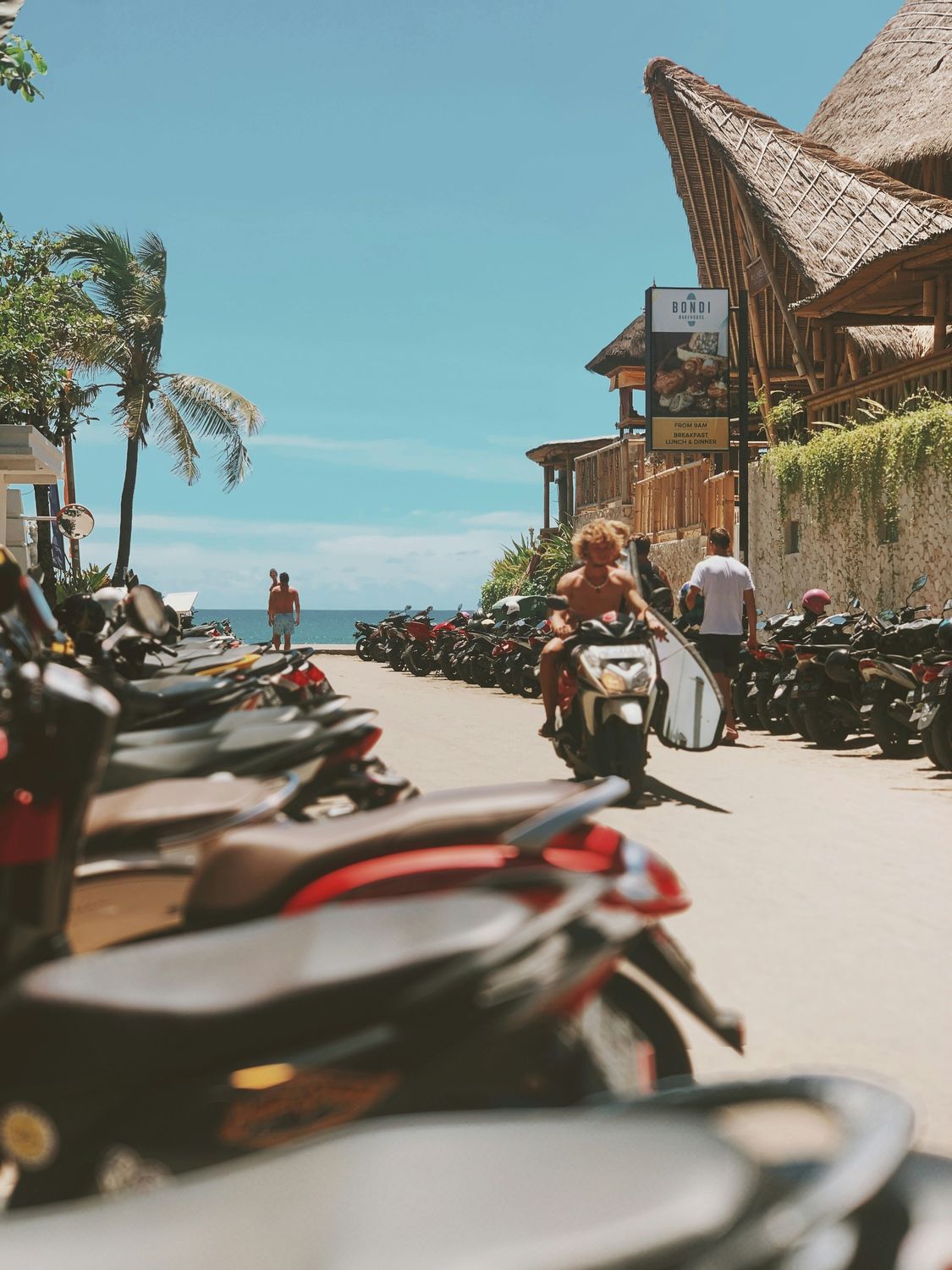 A beachfront street in Bali